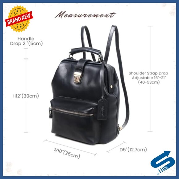 Genuine Leather Backpack Purse Small Daypack Business Casual